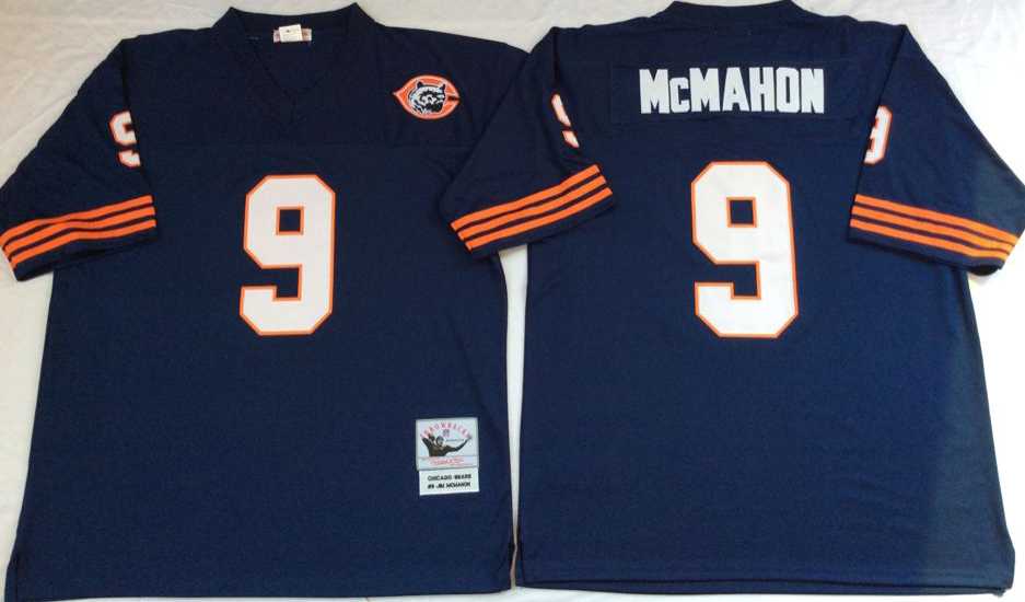 Bears 9 Jim McMahon Navy 1985 M&N Throwback Jersey